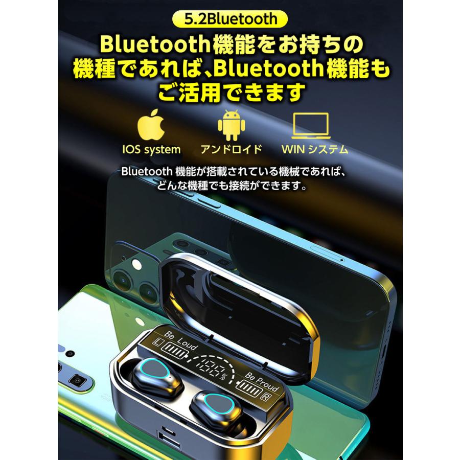 ワイヤレスイヤホン Bluetooth 両耳 防水 片耳 スポーツ イヤホン ワイヤレス iphone android Bluetooth5.2  2022新作 重低音 防水 音楽 ゲーム スマホ 充電 5.0｜yastrading｜16