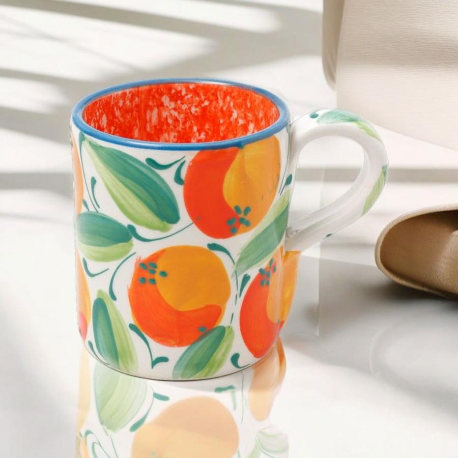 マグカップ スペイン製 陶器 ハンドペイント オシャレ 円筒形 円錐形