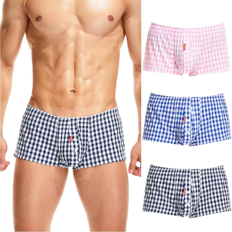 トランクス メンズ パンツ 下着 3枚セット 前開き 綿100 大きいサイズ コットン 男性下着 ゆったり リラックス | 