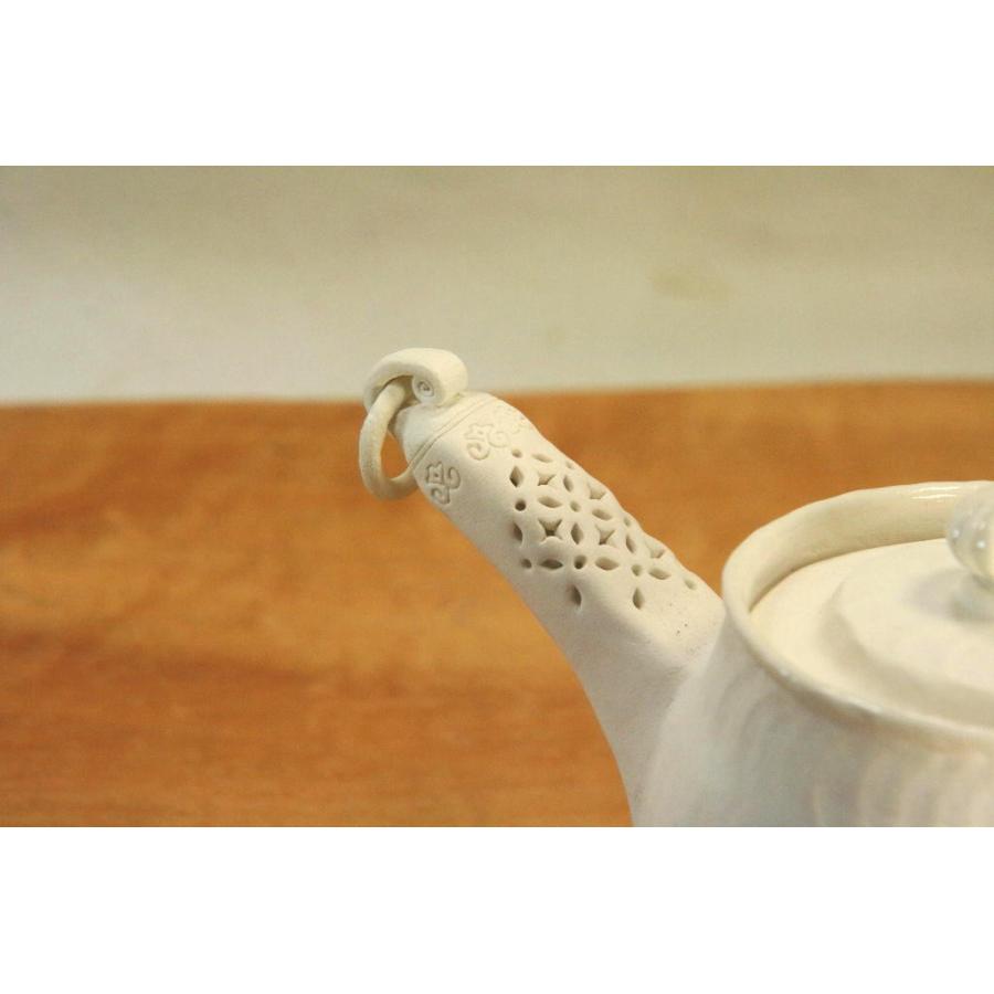 萬古焼 清泉堂 酔月造 紫光刀 花漢詩刻 横手急須 C R5526 R5526 萬古焼