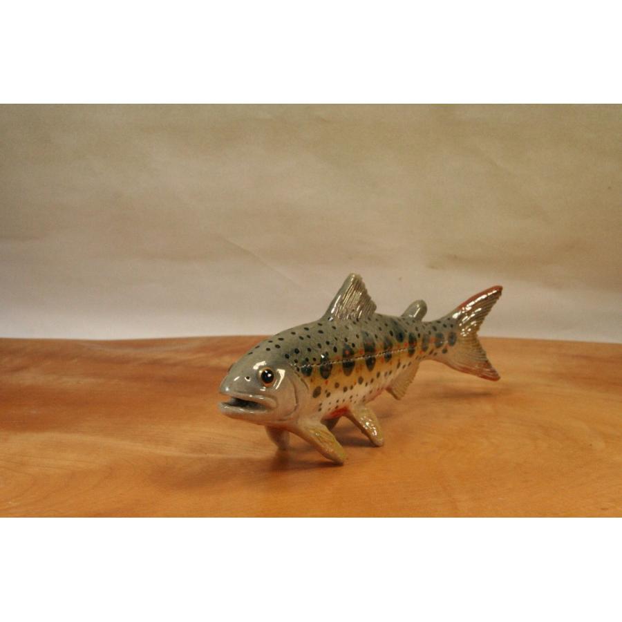 アマゴ （19cm型） 陶芸作品 置物 （陶 さかな フィギュア） : やすだ