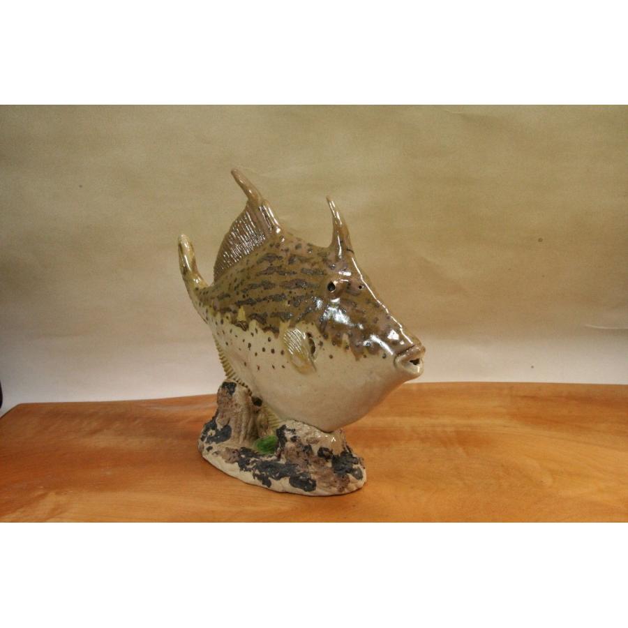 カワハギ （22cm型） 陶芸作品 置物 （陶 さかな フィギュア