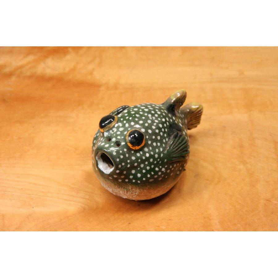 クサフグ（手びねり）・陶芸作品 置物（陶 さかな フィギュア