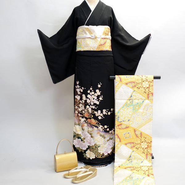 黒留袖 着物 正絹 フルセット 家紋入れ 別途￥6000 小物まで20点一式