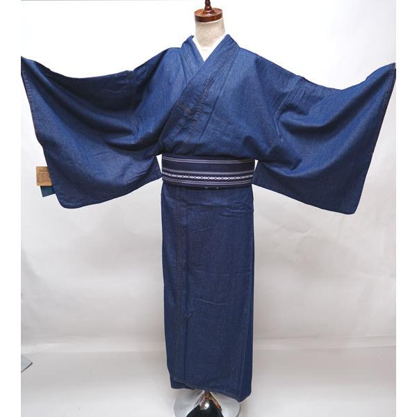 定価2万円　デニム生地の着物 着物 単品 デニム生地 男性用 カジュアル着物 長着 Mサイズ M・Deen 紺