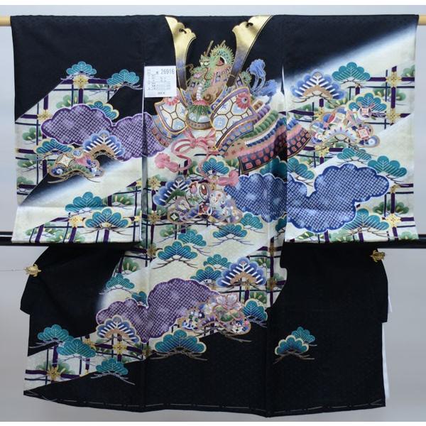 お宮参り 産着 男児 男の子 正絹 のしめ 祝着 初着 一つ身 豪華絢爛 金刺繍 綸子地 黒地 新品（株）安田屋 NO26916