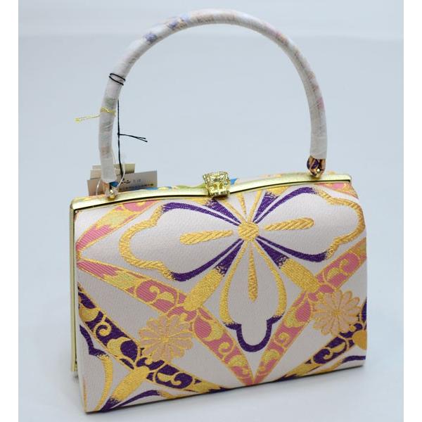 【紗織】　新品未使用　高級帯地和装用バッグ草履セット　パールトーン加工済み 草履バッグセット 正絹 帯地 紗織 パールトーン加工 Mサイズ NO28731