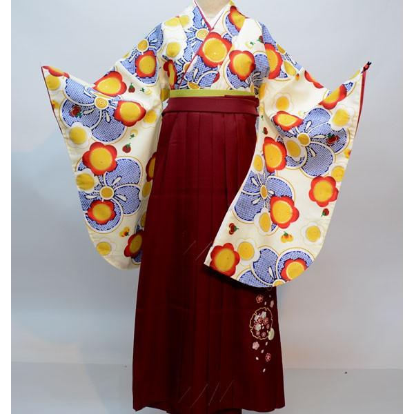 着物袴セット ジュニア用へ直し 144cm〜150cm アイボリー 夢千代 卒業 
