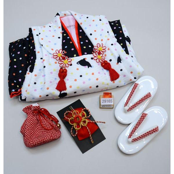 七五三 三歳 女児 被布着物フルセット 日本製 猫柄と水玉模様 かぐら 3