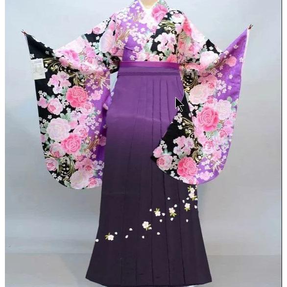 着物袴セット ジュニア用へ直し144cm〜150cm 百花繚乱 刺繍ぼかし袴 