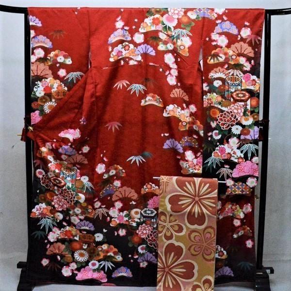 H.L（アッシュ・エル） 振袖・帯・襦袢・重衿 4点セット HL 朱色から 