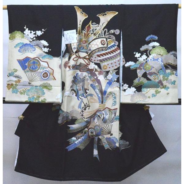 お宮参り産着 男児 正絹 のしめ 日本製 黒地 祝着 新品 (株)安田屋 