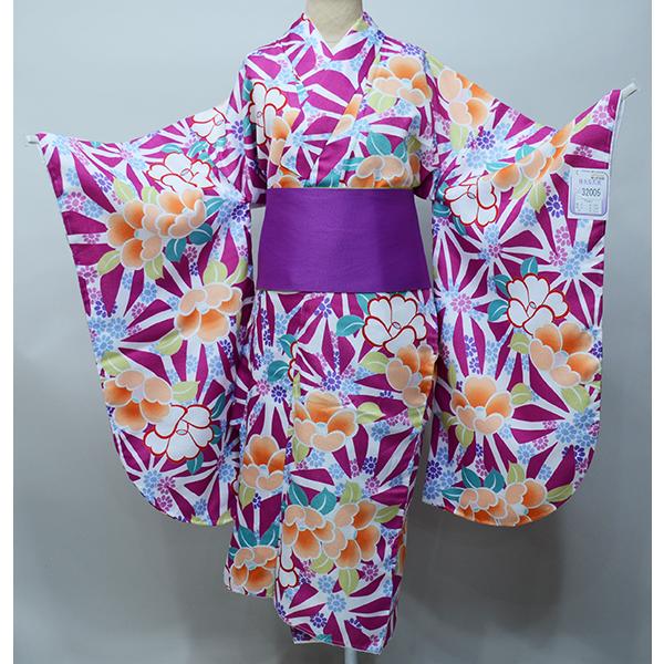 二尺袖着物 単品 仕立て上がり 陽気な天使 赤紫 ショート丈 NO32005-4 二尺袖着物 単品 仕立て上がり 陽気な天使 赤紫地 着物丈は着付けし