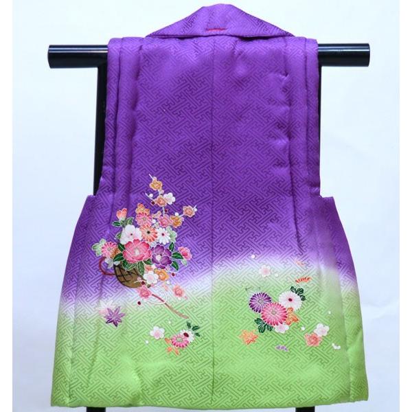 七五三 三歳 女児 正絹 被布コート 日本製 単品 紫色 新品（株）安田屋 