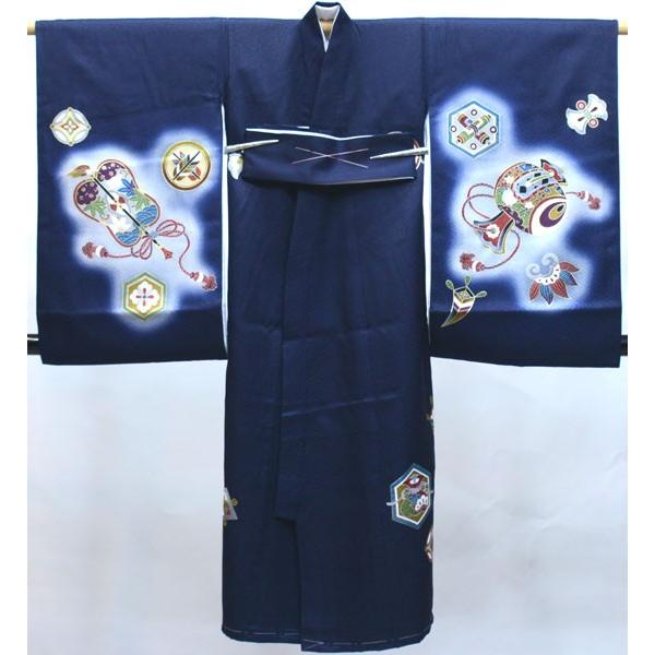 お宮参り 産着 男児 男の子 のしめ 合繊 金刺繍 綸子地 濃紺色 祝着 一つ身 お宮参り産着 男児 正絹 のしめ 金刺繍 紺地 綸子地 祝着 NO32514