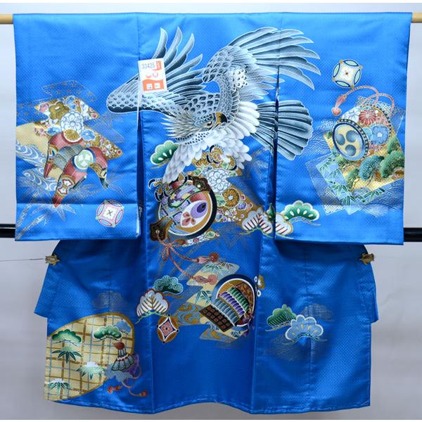 お宮参り 産着 男児 男の子 のしめ 合繊 金刺繍 綸子地 濃紺色 祝着 一つ身 お宮参り 産着 男児 合繊 のしめ 祝着 綸子地 着物 一つ身 青 新品 (株