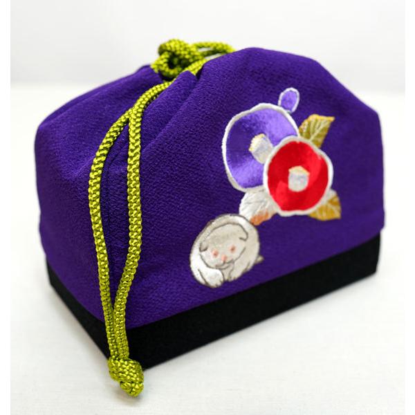 七五三 七歳 女児 草履バッグセット 巾着 21cm UNSODO 日本製 紫×黒  