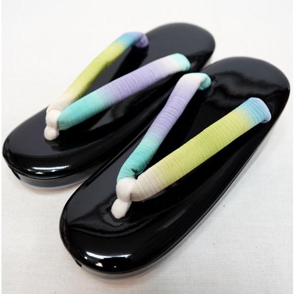 七五三 七歳 女児 草履バッグセット 巾着 21cm UNSODO 日本製 紫×黒  