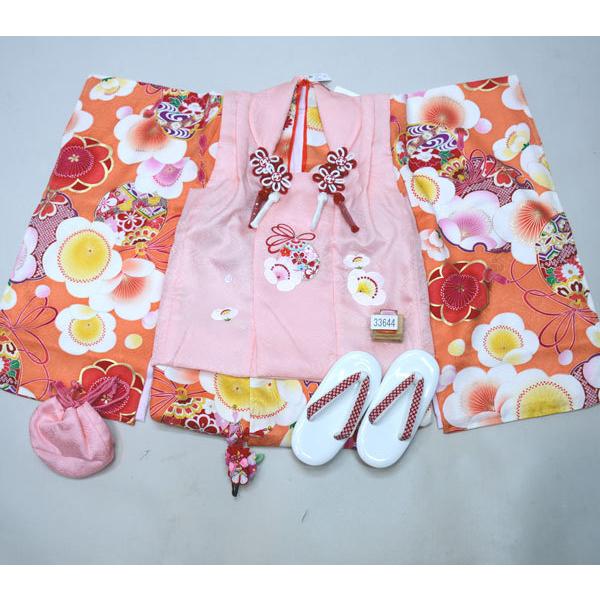 【クーポン】 七五三 三歳 女児 被布着物フルセット 正絹 日本製 紅一点 3歳 3才 三才 女の子 祝着 新品（株）安田屋 NO33644 【S2631249094】(16900円)