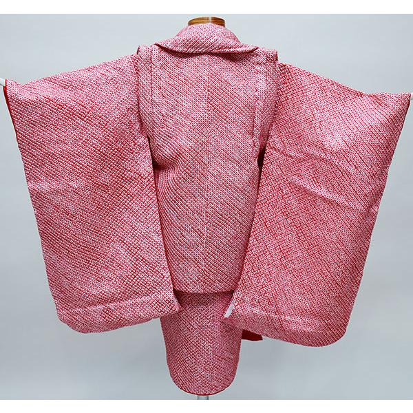 七五三 三歳 女児 正絹 被布着物セット 総絞り 赤 三才 3才 3歳 女の子