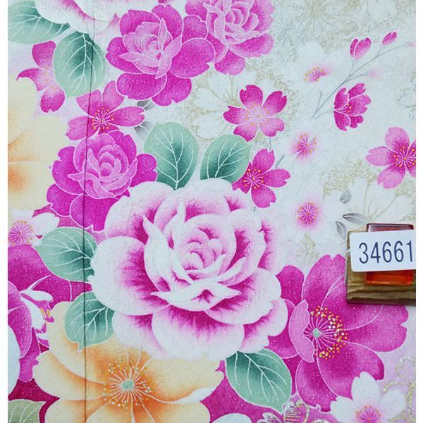 振袖 正絹 着物単品 仕立て上がり 百花繚乱 花刺繍 ラメ入り 白×ピンク 