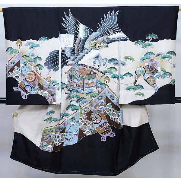 お宮参り 産着 のしめ 男児 正絹 着物 羽二重 豪華絢爛 金刺繍 祝着 鷹