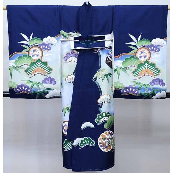 お宮参り 産着 のしめ 男児 男の子 正絹 羽二重 金刺繍 兜 濃紺地 