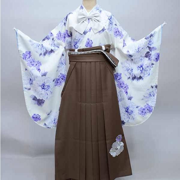 着物袴セット ジュニア用 JAPAN STYLE 145cm〜154cm リボン付き 白地 