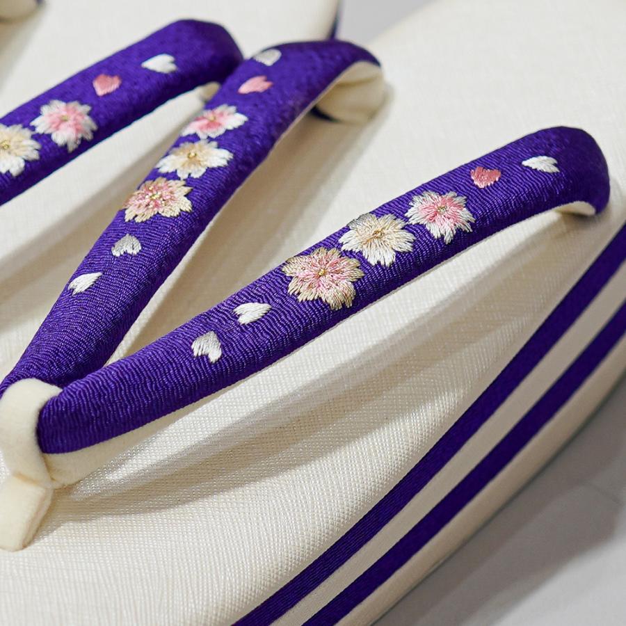 草履 ヒール高 4段 刺繍鼻緒 桜 フリー 24cm 白×紫 NO35878 楽天市場