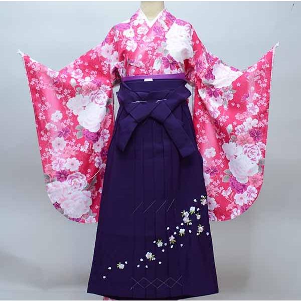 着物袴セット ジュニア用へ直し 135cm〜150cm 百花繚乱 ピンク 袴色 