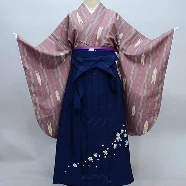 二尺袖 着物 袴フルセット ちりめん地 ピンク地 着物丈は着付けし
