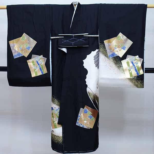 お宮参り 産着 のしめ 男児 男の子 正絹 羽二重 豪華絢爛 金刺繍 黒地  