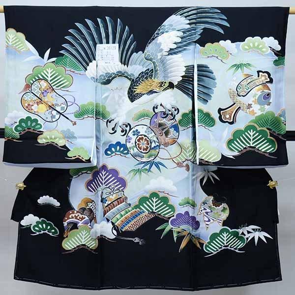 お宮参り 産着 のしめ 男児 男の子 正絹 羽二重 豪華絢爛 金刺繍 黒地 