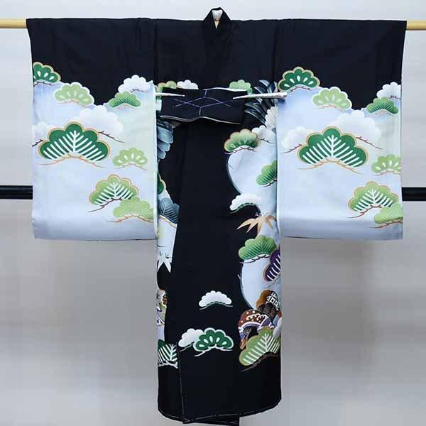 お宮参り 産着 のしめ 男児 男の子 正絹 羽二重 豪華絢爛 金刺繍 黒地 鷹 祝着 新品 (株) 安田屋 NO36129