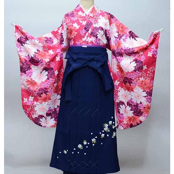 二尺袖 着物 袴 フルセット 百花繚乱 着物丈はショート丈 バラ 