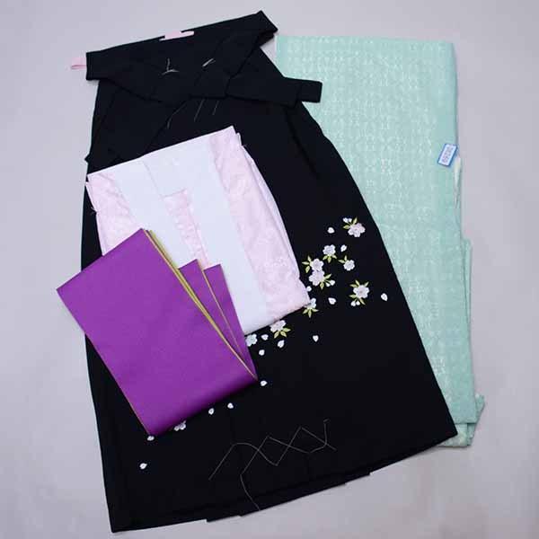 二尺袖 レース 着物 袴フルセット 身丈ショート丈 ミント 袴変更可能  