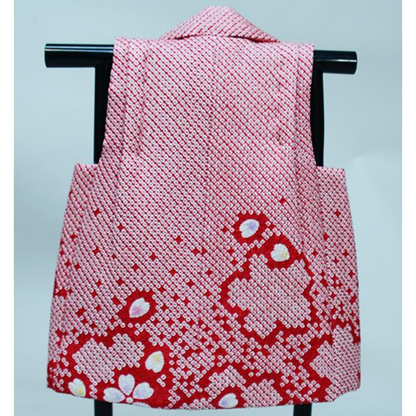七五三 三歳 女児 被布コート 単品 正絹 総絞り 柄刺繍 陽気な天使
