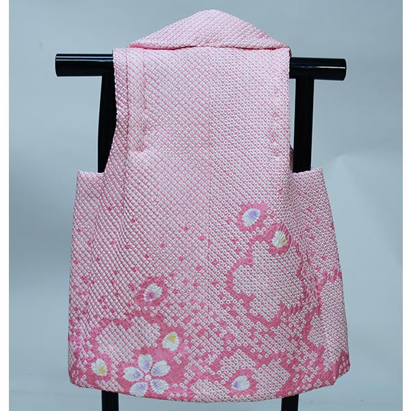 七五三 三歳 女児 被布コート 単品 正絹 総絞り 柄刺繍 陽気な天使 