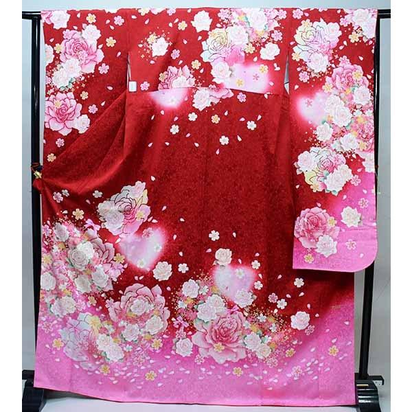 振袖 正絹 着物 単品 仕立て上がり 百花繚乱 バラ スワロスキー 花刺繍 
