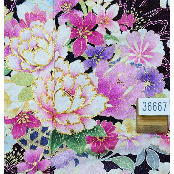 振袖 正絹 着物 単品 仕立て上がり 百花繚乱 ラメ 黒に近い紫色 成人式 
