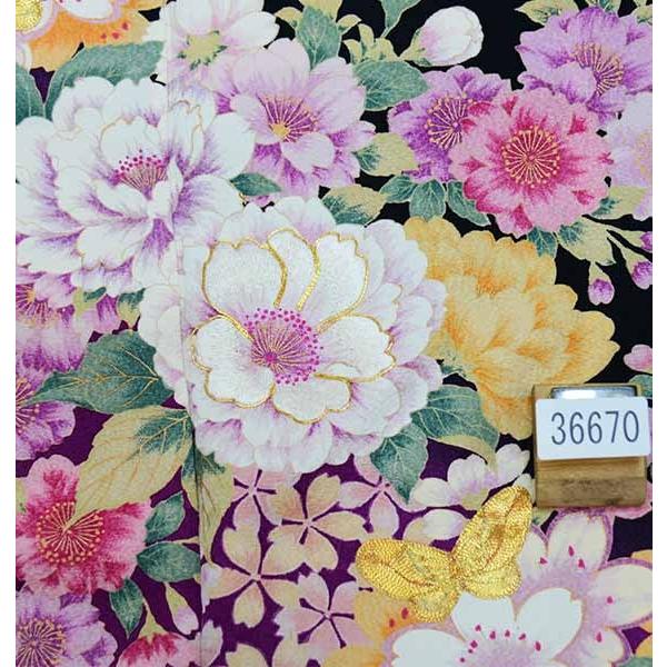 振袖 正絹 着物 単品 仕立て上がり 百花繚乱 花刺繍 黒地 成人式 結納 