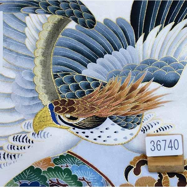 お宮参り 産着 男児 正絹 のしめ 綸子 金刺繍 鷹 虎 白地 NO33636 お宮参り 産着 男児 正絹 のしめ 綸子 金刺繍 鷹 虎 白地 NO33636