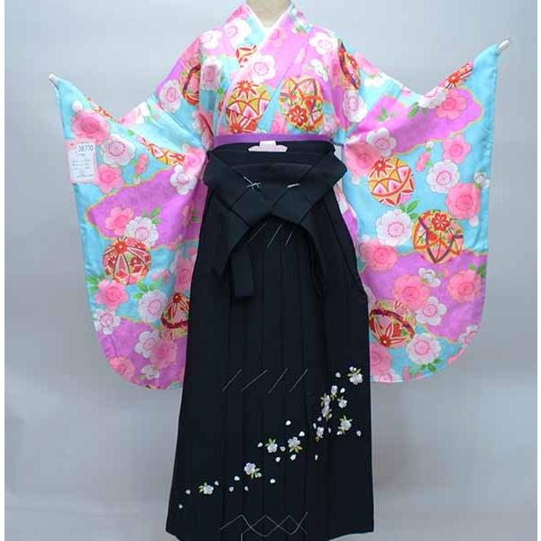 二尺袖 着物 袴 フルセット 百花斉放 水色 袴変更可能 卒業式 新品（株 