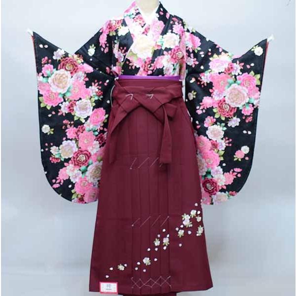 二尺袖 着物袴フルセット ジュニア用へ直し 135～150cm 黒色 袴変更可能 二尺袖 着物 袴フルセット ジュニア用へ直し 135cm〜150cm 百花斉放