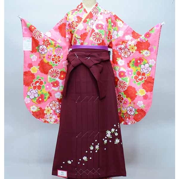 二尺袖 着物 袴 フルセット 百花斉放 ピンク色 袴変更可能 卒業式 新品 