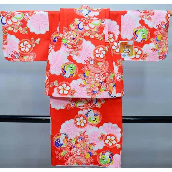 一つ身 着物セット 袷 綿入れ デンチセット 祝着 お宮参り 女児 陽気な