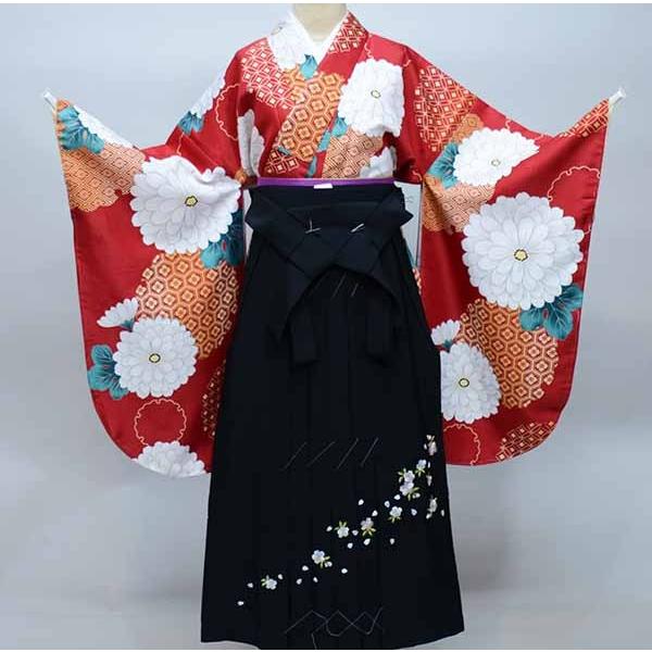 二尺袖 着物 袴フルセット ジュニア用へ直し 135cm〜150cm ボヌールセゾン 赤色 袴変更可能 新品（株）安田屋 NO36926-2