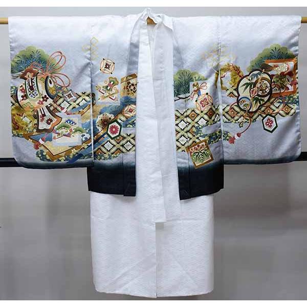 七五三 五歳 男児 羽織・着物・襦袢3点セット 豪華絢爛 金刺繍 綸子地