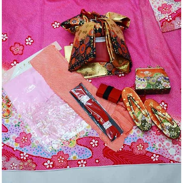 陽気な天使 2着セット 一式 黒 七五三 七歳 女児 正絹 着物 フルセット