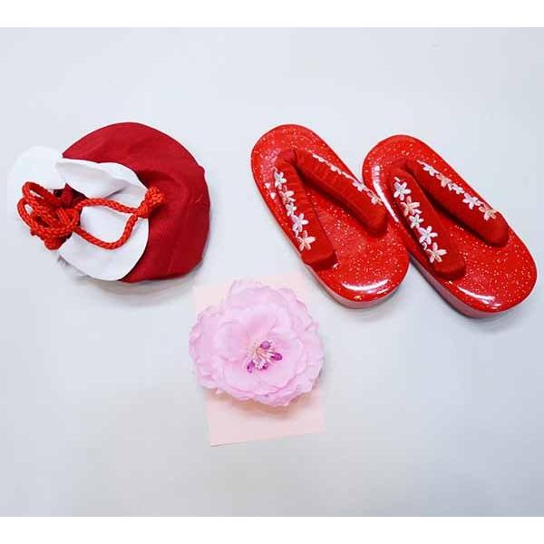 七五三 三歳 女児 被布着物フルセット 被布に刺繍入り 伊達襟付き 合繊